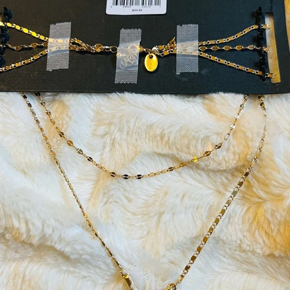 Ava & Aiden Gold and blue Layered Necklace